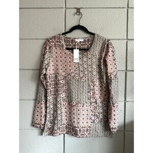 NWT CYC Patchwork Geometric Printed Sweater Top size M
